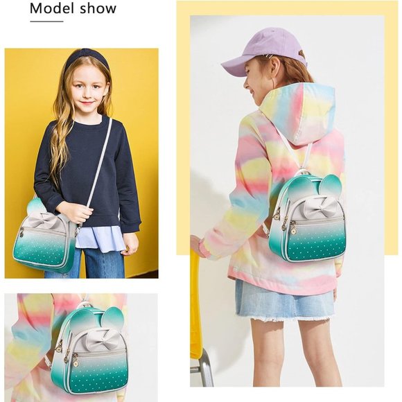 Bowknot Polka Dot Mini Backpack And Convertible Shoulder Bag Purse for Women - Picture 7 of 7